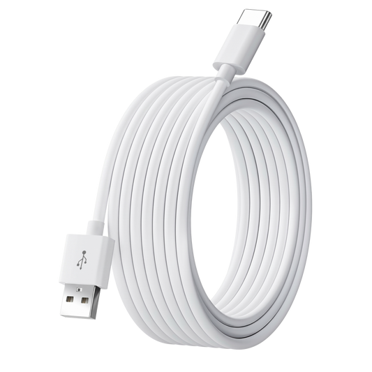 Extra-Long Power Cable: 20 ft (6 m), USB-A to USB-C