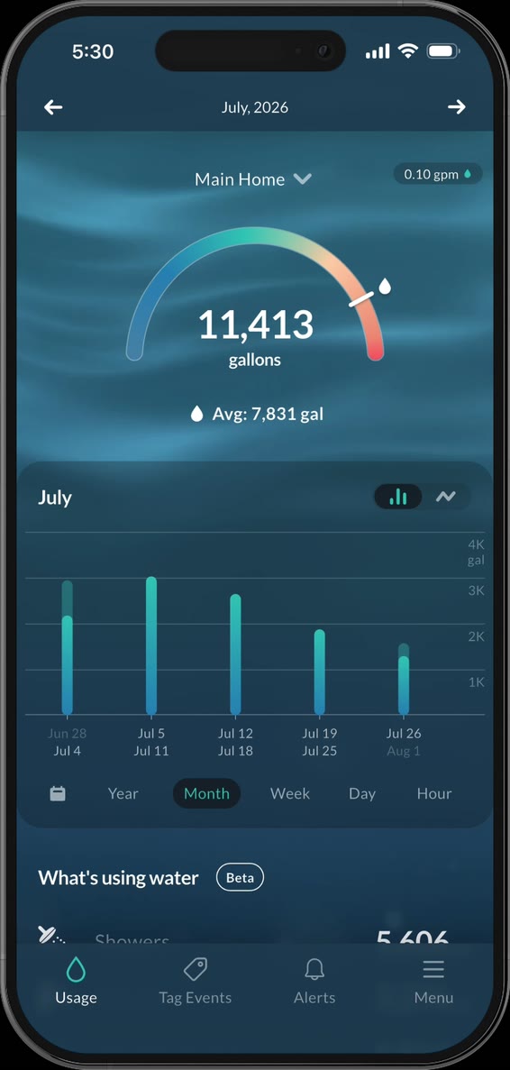 Usage this month view in the Droplet app.